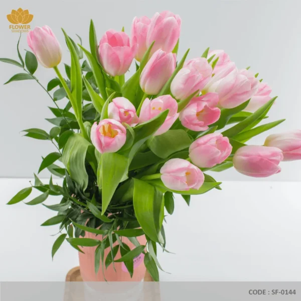 Tulips cylinder vase bouquet