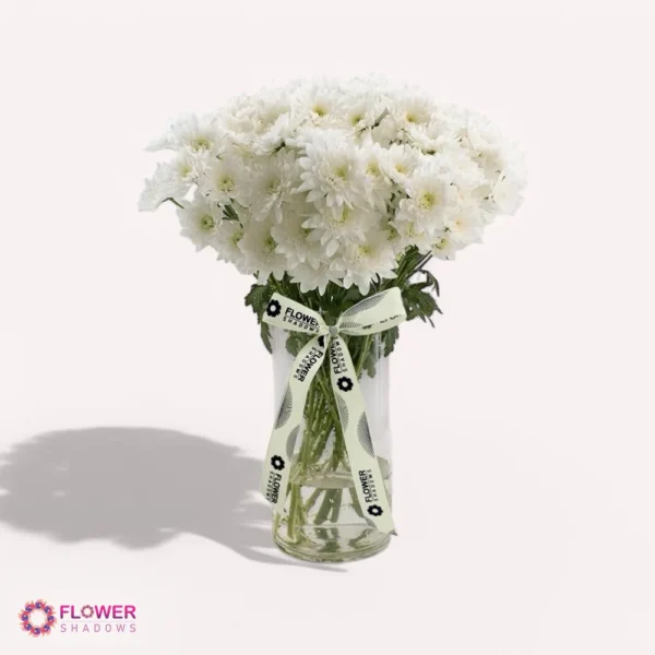 ⁦12 chrysanthemums | Cylinder Vase⁩ - الصورة ⁦2⁩