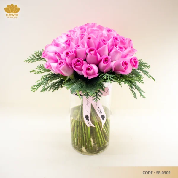 Pink roses vase