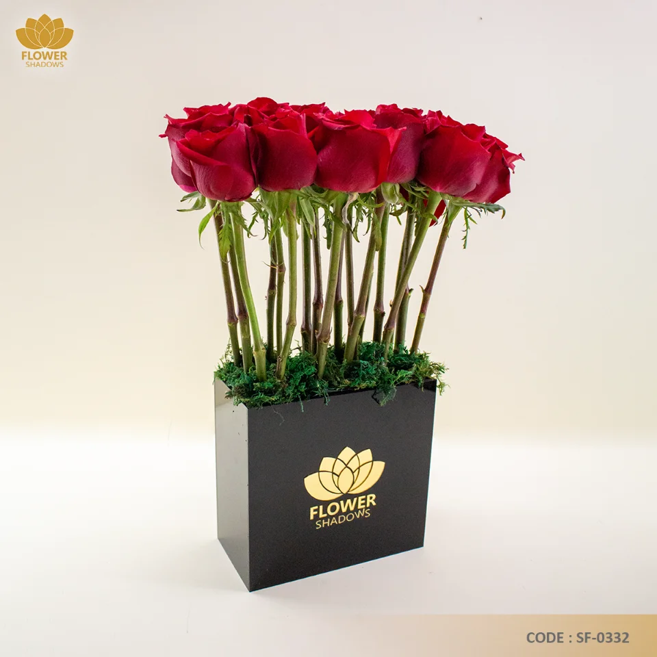 Acrylic vase red rose